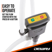 Deway Automatic Fuel Transfer Pump, Powerful AA Battery Powered with USB-C Power Option, 51" Extra Long Hose Fits All Size Cans, Portable Liquid Pump Transfers at 3.8 Gal/Minute