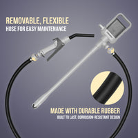 DEWAY Automatic Fuel Transfer Pump with Nozzle for Quick Flow Control & Stop, Heavy Duty Rubber Hose, 3X More Powerful D Battery Powered, Fits All Size Cans, Transfers at 2.4 Gal/Minute