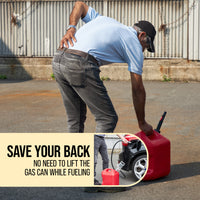 DEWAY Automatic Fuel Transfer Pump with Nozzle for Quick Flow Control & Stop, Heavy Duty Rubber Hose, 3X More Powerful D Battery Powered, Fits All Size Cans, Transfers at 2.4 Gal/Minute