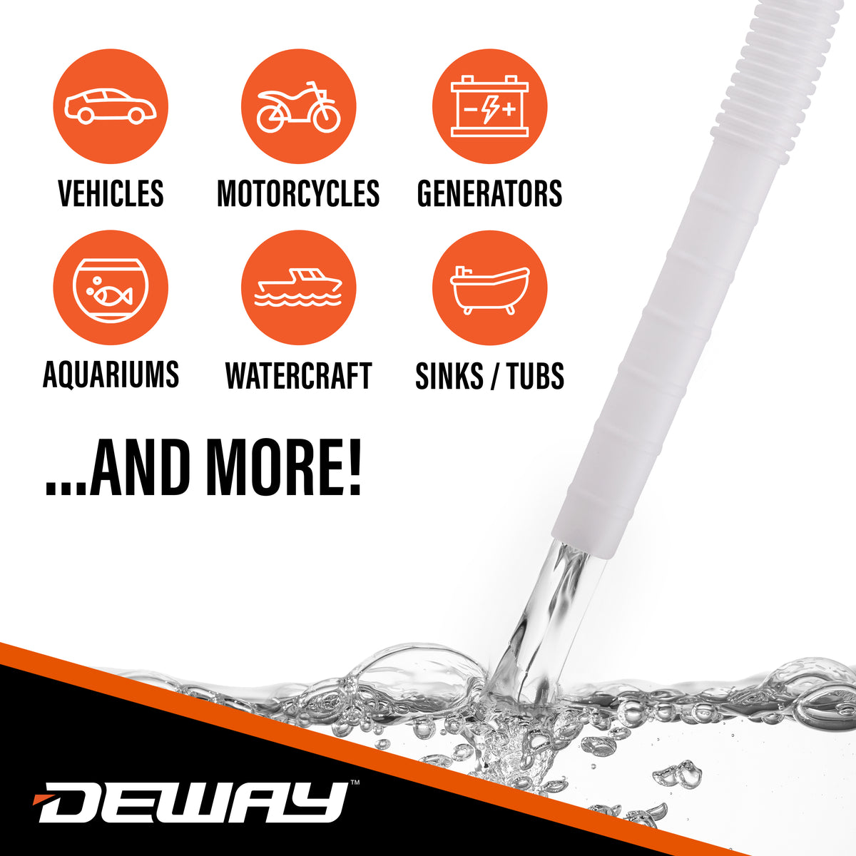 Deway Automatic Fuel Transfer Pump - AA Battery Powered, Extra Long Hose Fits All Size Cans, Portable Liquid Pump Transfers Gasoline, Water & More at 2.6 Gal/Minute