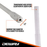 Deway Automatic Fuel Transfer Pump - AA Battery Powered, Extra Long Hose Fits All Size Cans, Portable Liquid Pump Transfers Gasoline, Water & More at 2.6 Gal/Minute