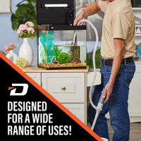 Deway Automatic Fuel Transfer Small 15" Pump - Powerful D Battery Powered, 39" Extra Long Hose Fits All Size Cans, Portable Liquid Pump Transfers Gasoline, Water & More at 2.6 Gal/Minute