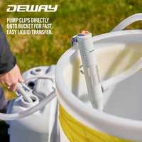 DeWay Battery-Powered Stick Fuel Transfer Pump with Auto-Stop Nozzle, Fast 3.2GPM Flow Rate & 51” Clear Transfer Hose, Fits Most Gas Cans for Pumping Gasoline, Kerosene, Diesel & Non-Potable Water