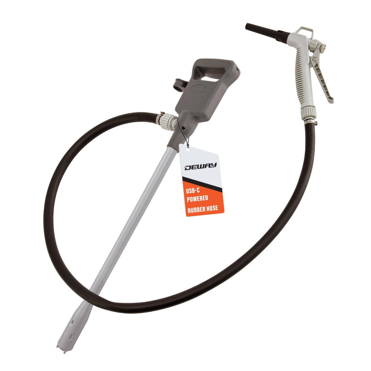 Deway Automatic Fuel Transfer Pump, Powerful AA Battery Powered with USB-C Power Option, 51" Extra Long Hose Fits All Size Cans, Portable Liquid Pump Transfers at 3.8 Gal/Minute