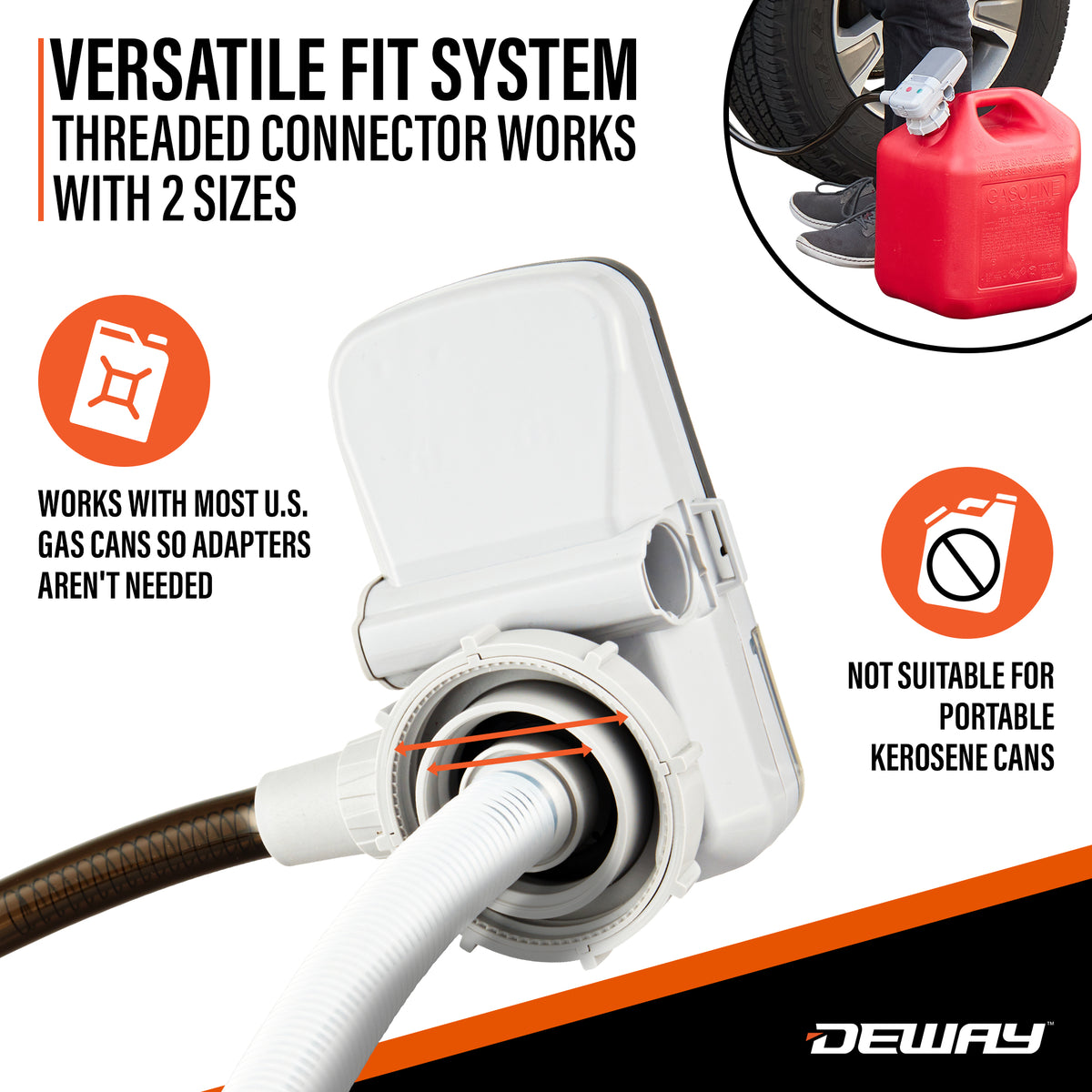 Gas Can Pump w/ Auto-Stop Nozzle & PVC Hose