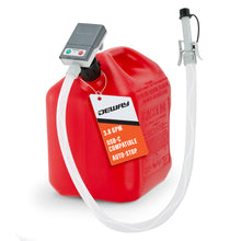 Load image into Gallery viewer, DeWay Gas Can Fuel Transfer Pump w/Auto Stop &amp; Beep | Fast 3.8 GPM Flow Rate, 51” Hose, Storage Bag &amp; 3 Can Adapters for Gasoline, Kerosene, Diesel &amp; Non-Potable Water | USB-C Cable &amp; Battery Power
