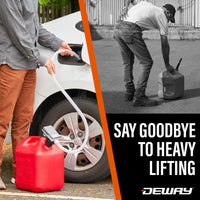 DeWay Gas Can Fuel Transfer Pump | Ultra Fast 3.8 GPM Flow Rate, Long 51” Hose, Storage Bag & 3 Can Adapters for Gasoline, Kerosene, Diesel & Non-Potable Water | USB-C Cable or Battery Power