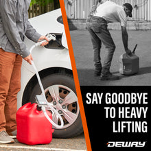 Load image into Gallery viewer, DeWay Gas Can Fuel Transfer Pump with Trigger Nozzle | Fast 3.8 GPM Flow Rate, 51” Hose &amp; 3 Can Adapters for Gasoline, Kerosene, Diesel &amp; Non-Potable Water | USB-C Cable or Battery Power
