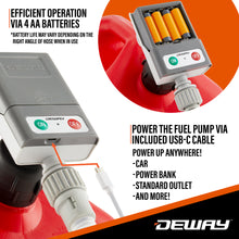 Load image into Gallery viewer, DeWay Gas Can Fuel Transfer Pump with Trigger Nozzle | Fast 3.8 GPM Flow Rate, 51” Hose &amp; 3 Can Adapters for Gasoline, Kerosene, Diesel &amp; Non-Potable Water | USB-C Cable or Battery Power
