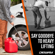 Load image into Gallery viewer, DeWay Gas Can Fuel Transfer Pump with Trigger Nozzle | Fast 3.8 GPM Flow Rate, 51” Rubber Hose &amp; 4 Can Adapters for Gasoline, Kerosene, Diesel &amp; Non-Potables | USB-C Cable &amp; Battery Power
