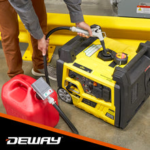 Load image into Gallery viewer, DeWay Gas Can Fuel Transfer Pump with Trigger Nozzle | Fast 3.8 GPM Flow Rate, 51” Rubber Hose &amp; 4 Can Adapters for Gasoline, Kerosene, Diesel &amp; Non-Potables | USB-C Cable &amp; Battery Power
