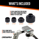 DeWay Gas Can Fuel Transfer Pump with Trigger Nozzle | Fast 3.8 GPM Flow Rate, 51” Rubber Hose & 4 Can Adapters for Gasoline, Kerosene, Diesel & Non-Potables | USB-C Cable & Battery Power