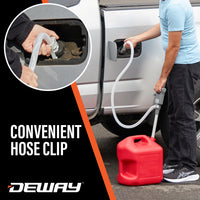 Deway Automatic Fuel Transfer Pump with Auto-Stop and Beep, Powerful AA Battery Powered with USB-C Power Option, 51" Extra Long Hose Fits All Size Cans, Portable Pump Transfers at 3.8 Gal/Minute