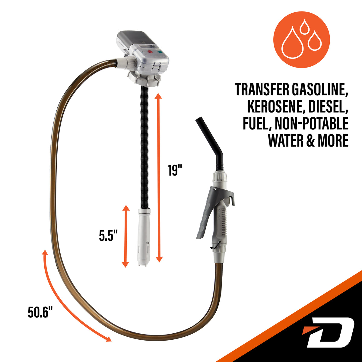 Gas Can Pump w/ Hand Trigger Nozzle & PVC Hose