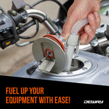 Load image into Gallery viewer, DeWay Fuel Transfer Pump for Gas Can with Precision Auto-Shutoff Nozzle | Fast 2.4GPM Flow Rate, Long 51” Hose, 4 AA Battery Power &amp; 3 Fuel Adapters for Gasoline, Kerosene, Diesel &amp; Non-Potable Water
