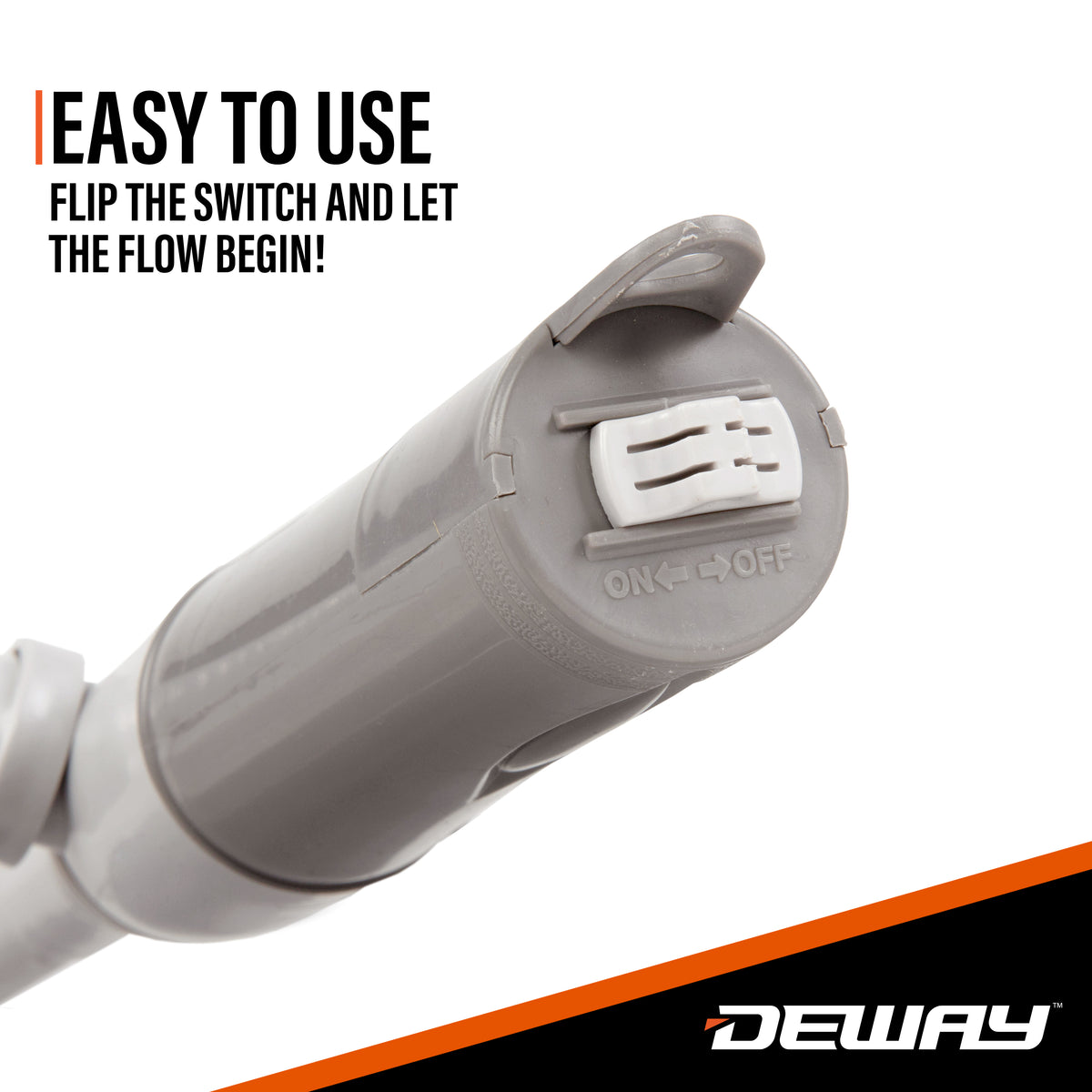 Deway Automatic Fuel Transfer Small 15 Inch Pump with Auto-Stop, Powerful D Battery Powered, 39 Inch Extra Long Hose, Portable Liquid Pump Transfers Gasoline, Water & More - 2.4 Gal/Minute