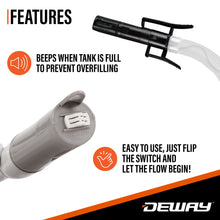 Load image into Gallery viewer, Deway Automatic Fuel Transfer Small 15&quot; Pump with Auto-Stop &amp; Beep, Powerful D Battery Powered, 39&quot; Extra Long Hose, Portable Liquid Pump Transfers Gasoline, Water &amp; More at 2.4 Gal/Minute

