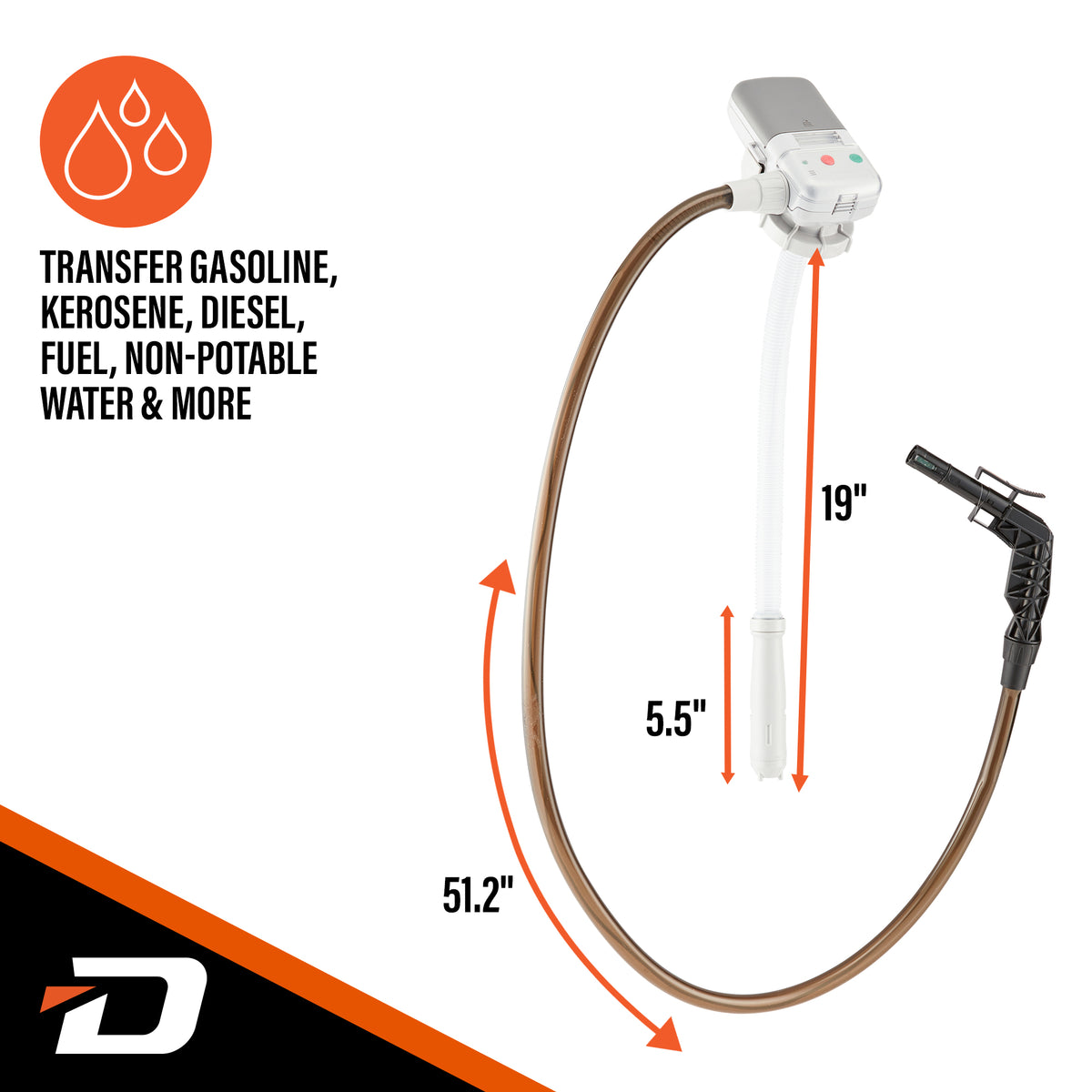 Gas Can Pump w/ Auto-Stop Nozzle & PVC Hose