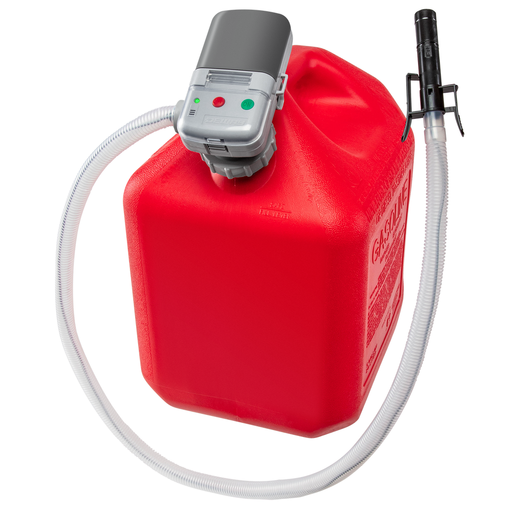 Automatic Battery-Operated 2.4 GPM (9.2 LPM) Transfer Pump with Built-In Fuel Can Adapter and Longer Hose